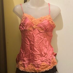 Express Pink and Orange Lace Trim Cami